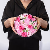 Valentine's Day Soap Flowers in a Round Gift Box