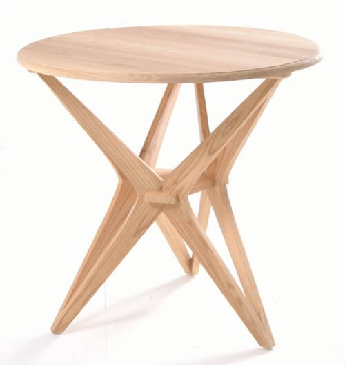 Shoreditch Small Round Dining Table - 80cm diameter, light Sungkai solid wood, intriguing star-shaped base