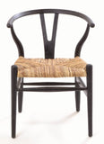 Shoreditch Black Chair with Rush Seat - Front View