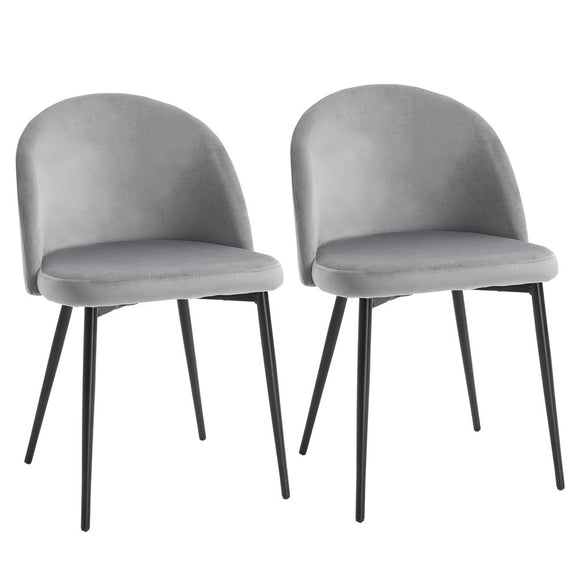 Set of 2 Modern Upholstered Fabric Bucket Seat Dining Chairs: Elegant Grey