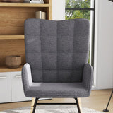 Wingback Rocking Chair for Nursing with Steel Frame and Wooden Base - Dark Grey