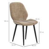Set of 2 Upholstered Dining Chairs: Luxurious Brown Velvet, Sturdy Metal Legs