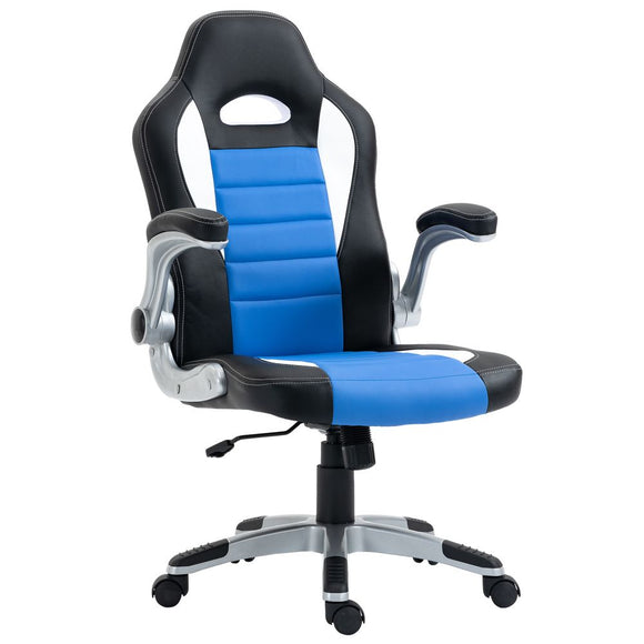 Racing Gaming Chair Height Adjustable Swivel Chair with Flip-Up Armrests - Blue