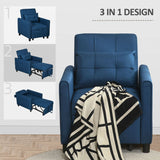 Blue Pull-Out Chair Bed with Pillow and Convenient Side Pockets