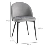 Set of 2 Modern Upholstered Fabric Bucket Seat Dining Chairs: Elegant Grey