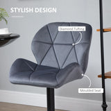 Bar Stool Set of 2 Fabric Adjustable Height Counter Chairs - Dark Grey
