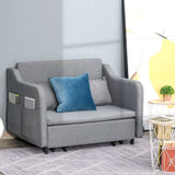 Grey Fabric 2-Seater Pull-Out Sofa Bed for Stylish Living Room Comfort