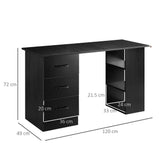 120cm Computer Desk with Shelves & Drawers - Black