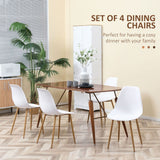 Set of 4 Scandinavian Style Dining Chairs: White with Natural Wood Legs