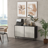 Modern Black Sideboard Storage Cabinet with Adjustable Shelves for Living Room