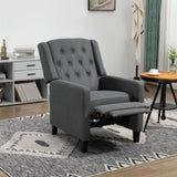 Grey Button Tufted Microfiber Recliner Armchair for Living Room
