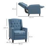 Blue Button Tufted Microfiber Recliner Armchair