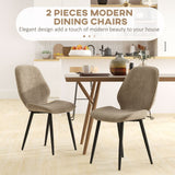Set of 2 Upholstered Dining Chairs: Luxurious Brown Velvet, Sturdy Metal Legs