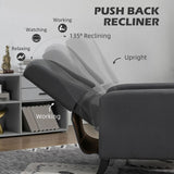 Grey Button Tufted Microfiber Recliner Armchair for Living Room