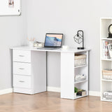 120cm Computer Desk with 3 Drawers & Shelves - White