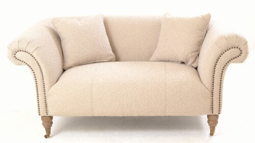 Camille Small Sofa in Light Neutral Chenille Fabric - Front View