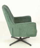 Side view of Green Swivel Chair with Unique Modern Design