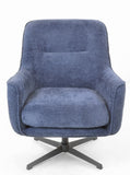 Front View of Navy Swivel Chair in Deep Blue Upholstery
