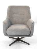 Steel Grey Elegance: The Front View of Our Swivel Chair