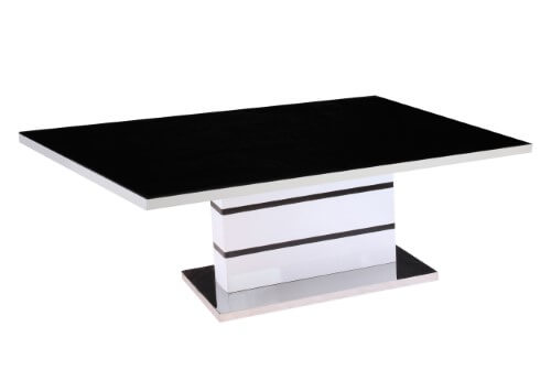 Aldridge High Gloss Coffee Table White With Black Glass Top