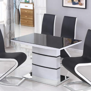 Aldridge Small High Gloss Dining Table White With Black Glass Top