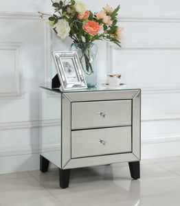 Mirrored 2 Drawer Bedside Table