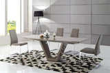 Cappuccino High Gloss Extending Dining Table with Stainless Steel Base