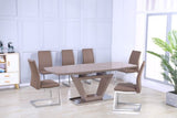 High Gloss Extending Dining Table with Stainless Steel Base