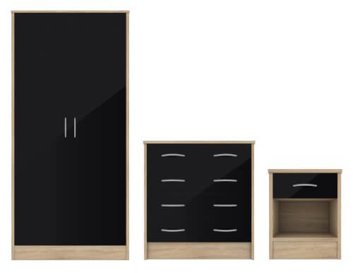 Bedroom Furniture Set Black Gloss