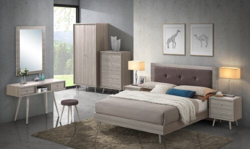 Grey Oak Effect 8 pcs Bedroom Furniture set 