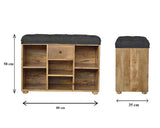 Black Tweed Shoe Storage Bench Dimension