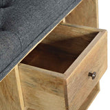 Black Tweed Shoe Storage Bench with Drawer