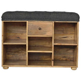 Oak-ish Black Tweed Solid Wood Shoe Storage Bench