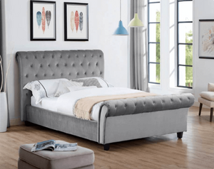 Velvet Double Bed Silver