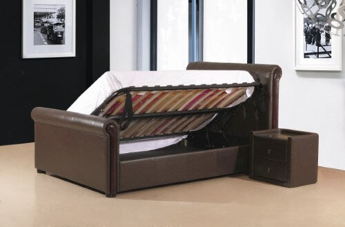 Caxton Storage PU Double Bed Brown