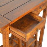 Chestnut Breakfast Table With 2 Stools and Drawers