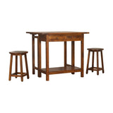 Chestnut Extending Breakfast Table With 2 Stools