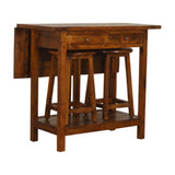 Chestnut Folding Breakfast Table With 2 Stools