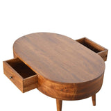 Chestnut Rounded Coffee Table with 2 Drawers