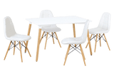 Emery PU Chairs with Solid Beech Legs White Set of 4