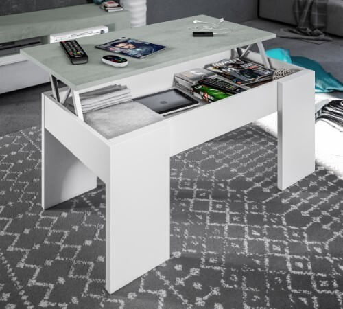 Epping Coffee Table Lift-Up White & Concrete