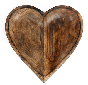 Wooden Heart Bowl, 30cm