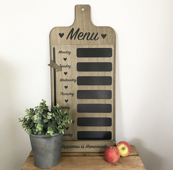 Weekly Menu Blackboard Organizer with Chalk Storage