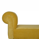 Mini Mustard Velvet Bench – Handcrafted with Solid Mango Wood