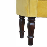 Mini Mustard Velvet Bench – Handcrafted with Solid Mango Wood