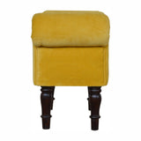 Mini Mustard Velvet Bench – Handcrafted with Solid Mango Wood