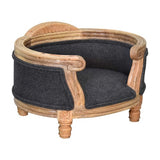 Carved Battleship Tweed Pet Bed - Oak-Ish + Battleship Tartan