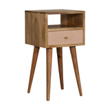 Blush Hand-Painted Small Bedside Table – Solid Mango Wood with Scandinavian Design