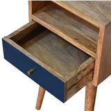 Unique Mini Nightstand with Navy Blue Artistry