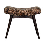 Leopard Print Curved Velvet Bench